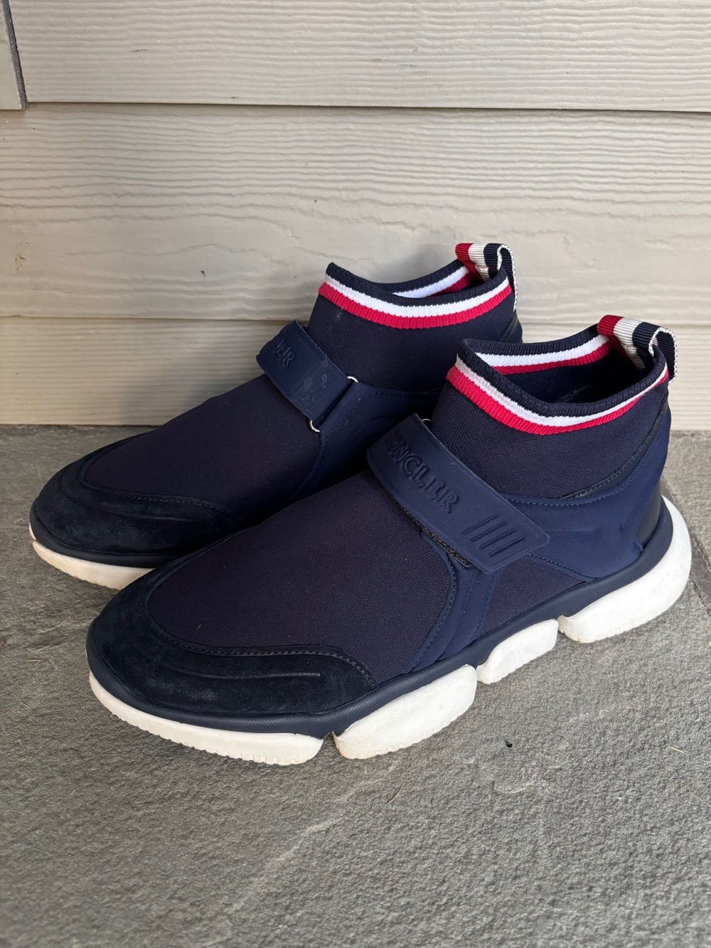 Moncler Navy Logo Stripe Nylon Runners 🔥